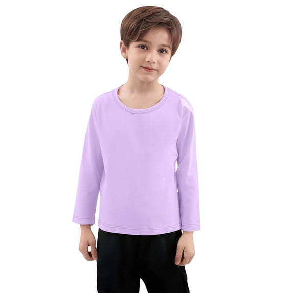 Kukoosong Baby Boys' Girls' Fall Base Layer Tops Kids Crew Neck Long Sleeve Basic Tee Tops Toddler Girl Clothes Solid Color T-Shirts for 6 Years