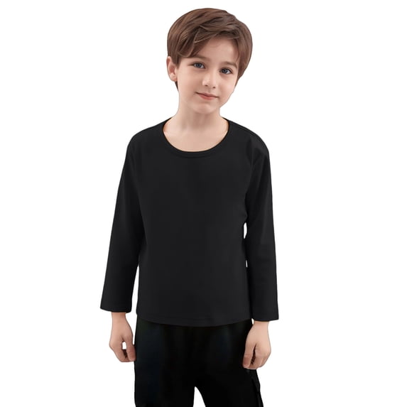 Kukoosong Baby Boys' Girls' Fall Base Layer Tops Kids Crew Neck Long Sleeve Basic Tee Tops Toddler Girl Clothes Solid Color T-Shirts for 2 Years