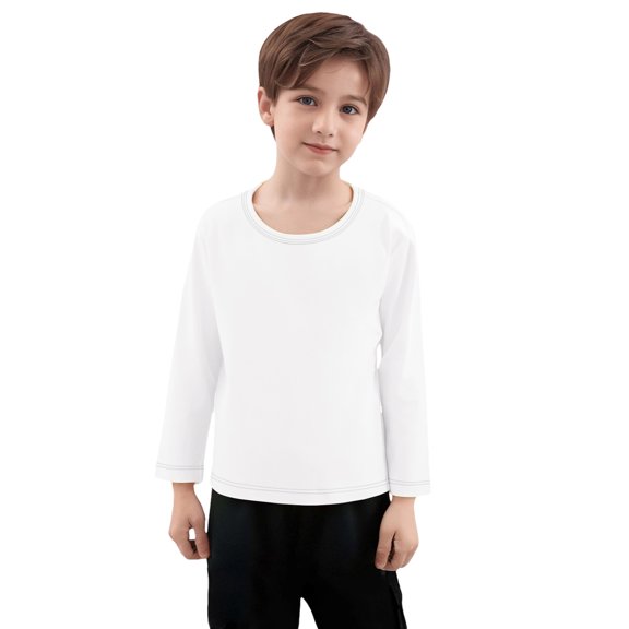 Kukoosong Baby Boys' Girls' Fall Base Layer Tops Kids Crew Neck Long Sleeve Basic Tee Tops Toddler Girl Clothes Solid Color T-Shirts for 4 Years