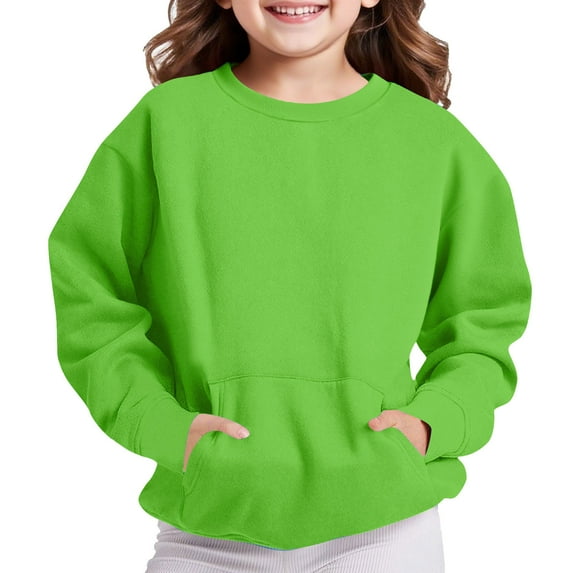 Kukoosong Baby Boys' Girls' Long Sleeve Hoodies Toddler Girl Fall Clothes Crew Neck Plain Hoodless Fall Baby Girl Clothes Pocket Pullover Tops for 3 Years