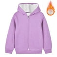 thumbnail image 1 of Kukoosong Girls Fleece Jackets Zip Up Hooded Toddler Winter Clothes Long Sleeve Solid Color Lightweight Winter Coats for 13 Years, 1 of 7