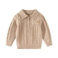 thumbnail image 1 of Kukoosong Girls Knitted Sweater Baby Girls Clothes Long Sleeve Turndown Neck Sweaters Solid Color Pullover Sweatshirt Tops for 9 Years, 1 of 6
