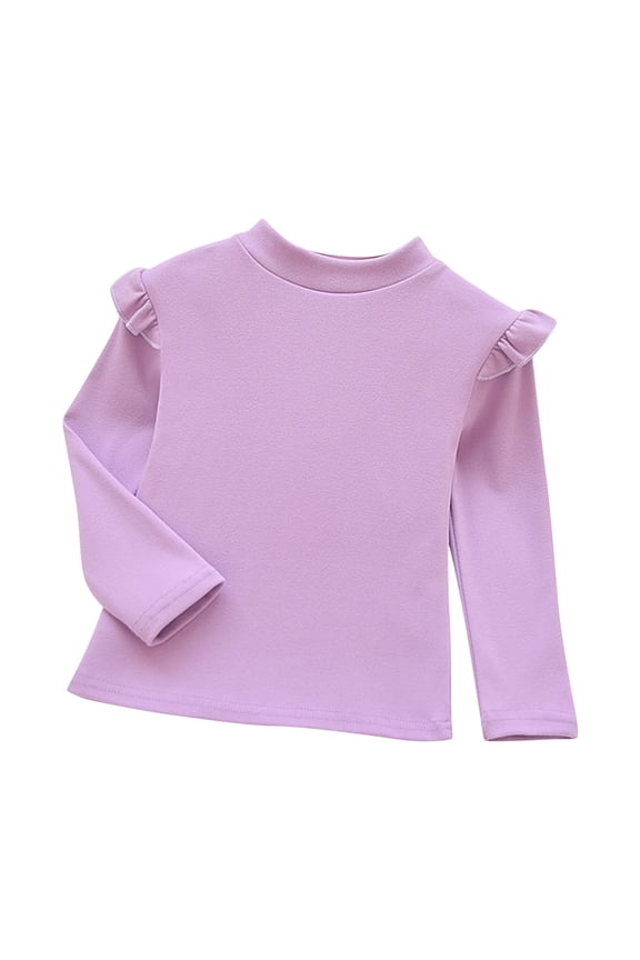 Girls Long Sleeve Crew Neck Cotton Tops Toddler Girls Clothes Casual Solid Sweatshirt Pullover Tops Fall Winter Basic Layering Tee for 7 Years