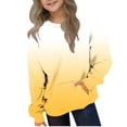 thumbnail image 1 of Kukoosong Girls Long Sleeve Hoodies Toddler Girl Fall Clothes Crew Neck Gradient Print Hoodless Fall Baby Girl Clothes Pocket Pullover Tops for 11 Years, 1 of 5