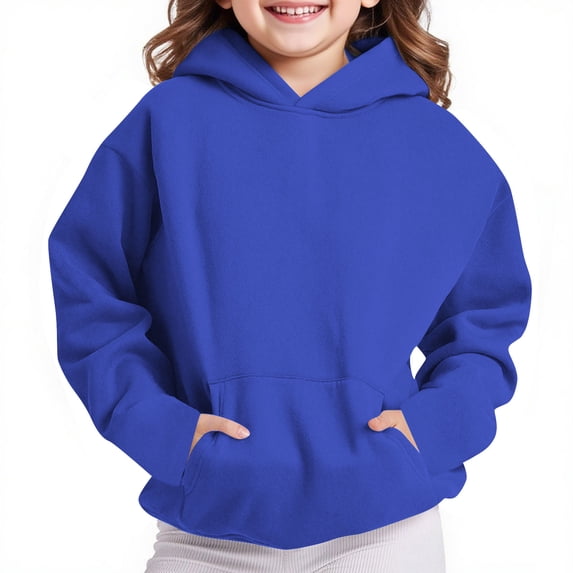 Kukoosong Girls Long Sleeve Hoodies Toddler Girl Fall Clothes V Neck Plain Hooded Fall Baby Girl Clothes Pocket Pullover Tops for 11 Years