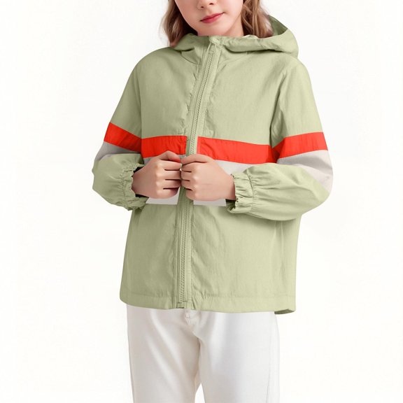 Kukoosong Girls Rain Jackets Zip Up Hooded Kids Winter Clothes Long Sleeve Print Lightweight Jackets Outerwear for 3 Years