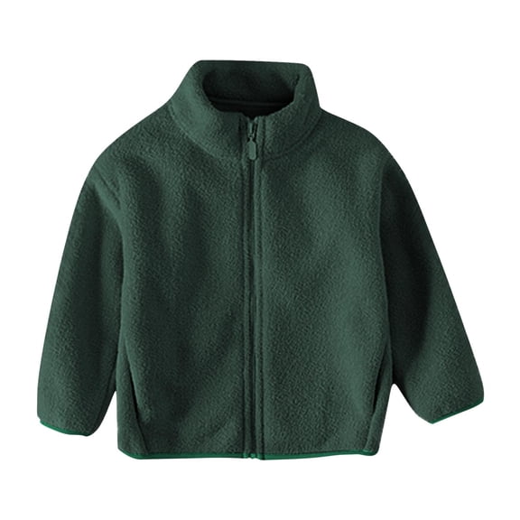 Kukoosong Toddler Boys' Girls' Fleece Jackets Zip Up Hoodless Kids Winter Clothes Long Sleeve Solid Color Lightweight Jackets Outerwear for 2 Years