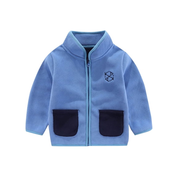 Kukoosong Toddler Boys' Girls' Fleece Jackets Zip Up Hoodless Toddler Winter Clothes Long Sleeve Print Lightweight Winter Coats for 9-10 Years