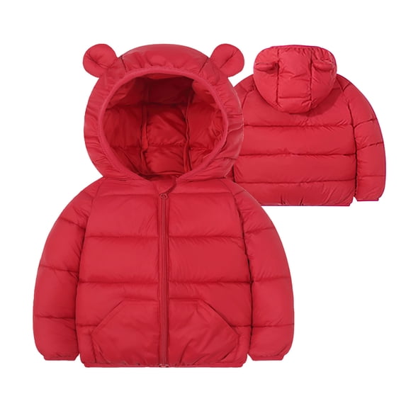 Kukoosong Toddler Boys' Girls' Puffer Jackets Zip Up Hooded Teen Winter Clothes Long Sleeve Solid Color Lightweight Jackets Outerwear for 4 Years