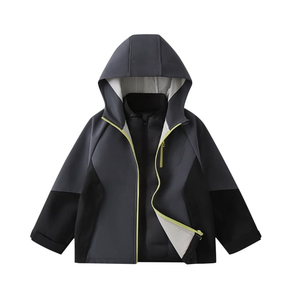 Kukoosong Toddler Boys' Girls' Rain Jackets Zip Up Hooded Teen Winter Clothes Long Sleeve Print Lightweight Jackets Outerwear for 3-4 Years