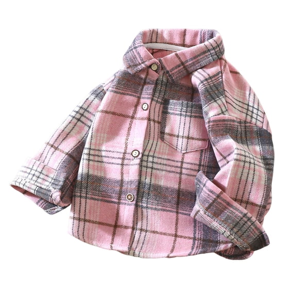Kukoosong Toddler Boys' Girls' Shirt Jackets Button Down Hoodless Toddler Winter Clothes Long Sleeve Plaid Lightweight Winter Coats for 10-11 Years