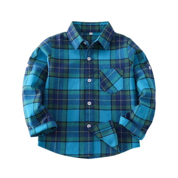 Kukoosong Toddler Boys' Girls' Shirt Jackets Button Down Hoodless Toddler Winter Clothes Long Sleeve Plaid Lightweight Winter Coats for 1-2 Years
