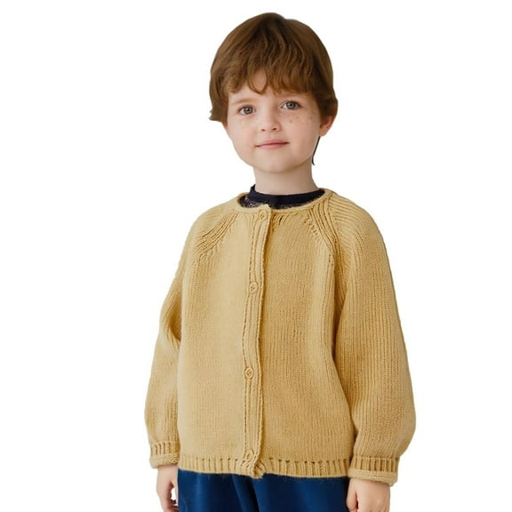Kukoosong Toddler Girls' Boys' Sweater Cardigans Toddler Girls Clothes Long Sleeve Crew Neck Sweaters Solid Color Winter Coats Outerwear for 5 Years