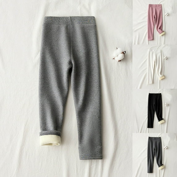 HVOBTTY Toddler Straight Leg Trousers, Fall Long Pants for Girl, Girls Casual Solid Color Elastic Waist Fleece Thickened Outer Wear Sports Warm Base Layer Pants Pink, 8-9 Years