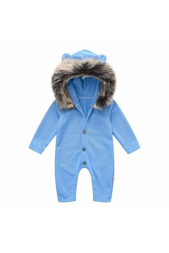 Winter Saving Juebong Spring And Autumn Infant Toddler Baby Long Sleeve Hooded Collar Romper Bodysuit Jumpsuit,Blue,6-9 Months