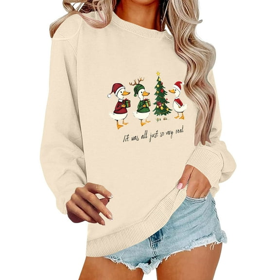 Winter Saving Talove Long Sleeve Shirts for Women Funny Graphic Sweatshirt Women Fall Clothes Holiday Outfits Clothes Womens Tops Casual Loose Fit Christmas Shirts