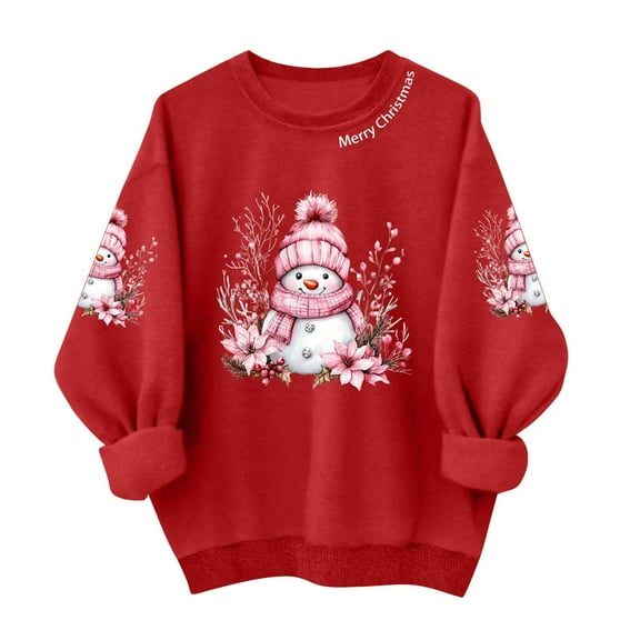 Winter Saving Talove Long Sleeve Shirts for Women Graphic Printed Sweatshirt Fall Fashion Must Haves Blouses Business Work Tee Top Ladies Tops and Blouses Christmas Shirts