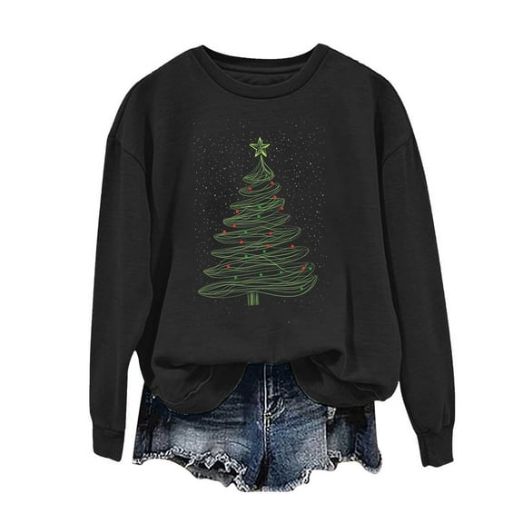 Winter Saving Talove Long Sleeve Shirts for Women Graphic Printed Sweatshirt Fall Fashion Must Haves Fall Outfits Trendy Womens Tops Plus Size Christmas Shirts