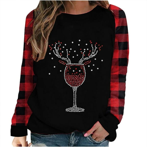 Winter Saving Talove Long Sleeve Shirts for Women Graphic Printed Sweatshirt Fall Fashion Must Haves Sweaters Tunic Tops Womens Tops Long Sleeve Tunic Christmas Shirts