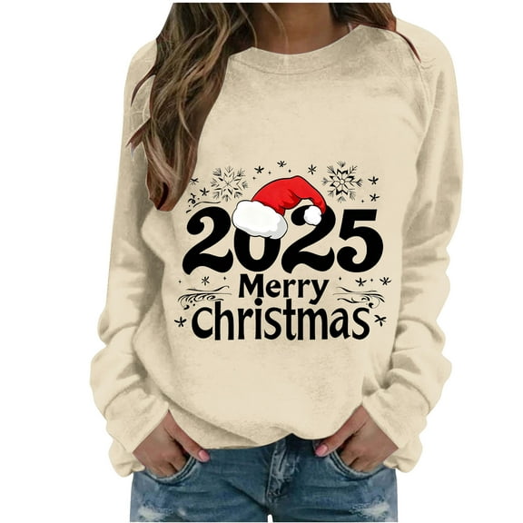 Winter Saving Talove Long Sleeve Shirts for Women Graphic Printed Sweatshirt Women Fall Clothes Fall Tunic Tops Crewneck Womens Tops Dressy Casual Plus Size Christmas Shirts