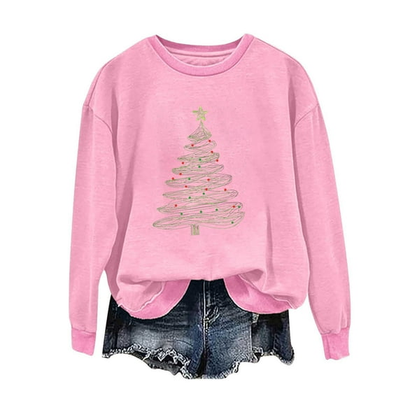 Winter Saving Talove Long Sleeve Shirts for Women Graphic Printed Sweatshirt Women Fall Clothes Pullover Lightweight Tunic Blouse Womens Tops Trendy Plus Size Christmas Shirts