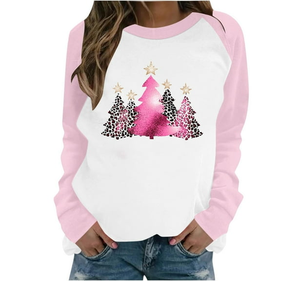 Winter Saving Talove Long Sleeve Shirts for Women Graphic Printed Sweatshirt Women Fall Clothes T Shirts Loose Fit Womens Tops For Workout Christmas Shirts