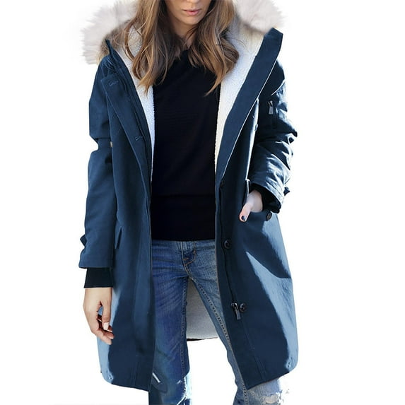 Winter Saving Womens Plus Size Puffer Jacket Hooded Zippers Solid Medium And Long Term Loose Long Sleeve Warm Blouse Coat Jackets