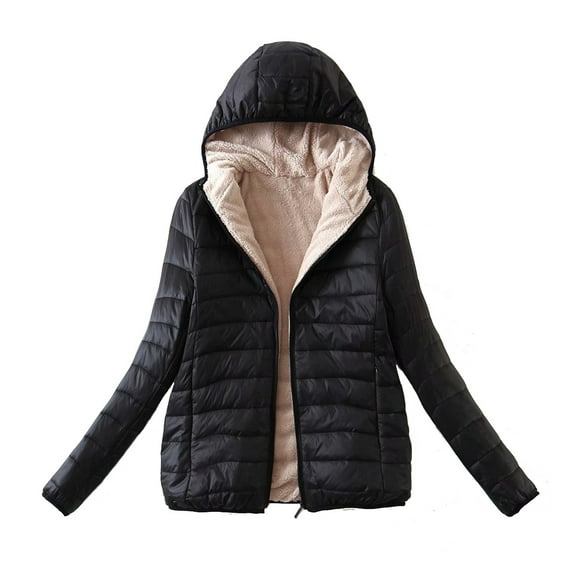 Winter Saving Womens Winter Coat Puffer Jacket Plus Fleece Cotton Jacket Warm Lamb Fleece Top Coat Sweater Coat