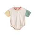 thumbnail image 1 of Winter Saving! Yievot Baby Boys Girls Short Sleeve Romper Splicing Print Homewear Sleepwear Toddler Kid Jumpsuit Clothes Size 3-24 Months 2024 Summer Baby Clothes on Clearance, 1 of 7