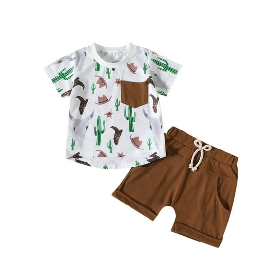 Yievot Summer Baby Sets Gift for Newborn Cute Printed Short Sleeve Crewneck Comfortable Sportwear Baby Girl Pajamas 0Months-3Years