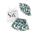 thumbnail image 1 of Winter Saving! Yievot Toddler Baby Girls Summer Shorts Set Letter Camisole Sleeveless Crop Tops + Bowknot Flower Shorts + Hat 3Pcs Girl Outfits 2024 Summer Toddler Outfits on Clearance, 1 of 7