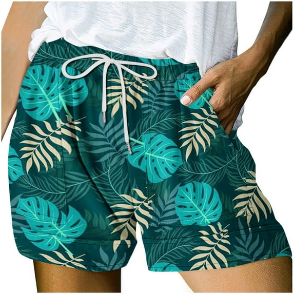 Winter Saving! Yievot Women's Summer Casual Shorts with Pockets Drawstring Floral Printed Beach Sport Women Casual Wide Shorts Pants Womens 2024 Fashion Clothing on Clearance