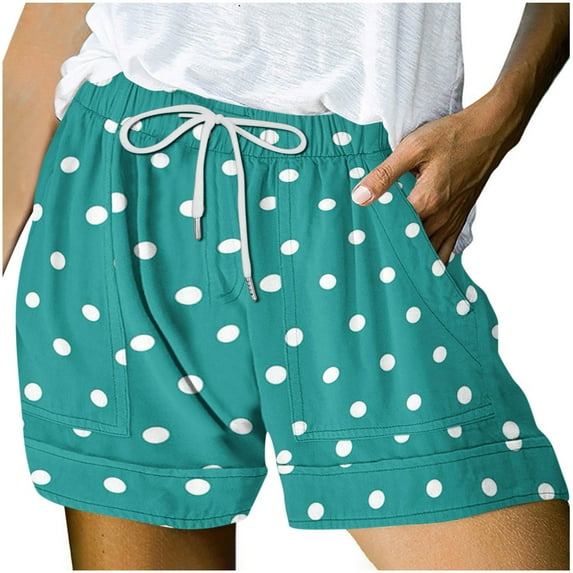 Yievot Womens Summer Shorts with Pockets Drawstring 3D Printed Sportwear Beach Loose Pants Women Jogging Short Pants Spring Pants Outfits for Women 2025
