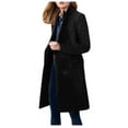 thumbnail image 1 of Winter Fashion Olyvenn Women's Winter Warm Wool Blend Long Pea Coat Classic Slim Fit Double Breasted Overcoat Outwear with Pockets Black 4, 1 of 5