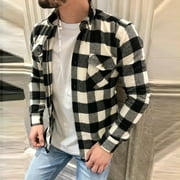 purcolt Mens Thick Warm Flannel Plaid Shirts Fall Winter Long Sleeve Regular Fit Button Down Coat Casual Comfort Jackets Outwear with Pockets