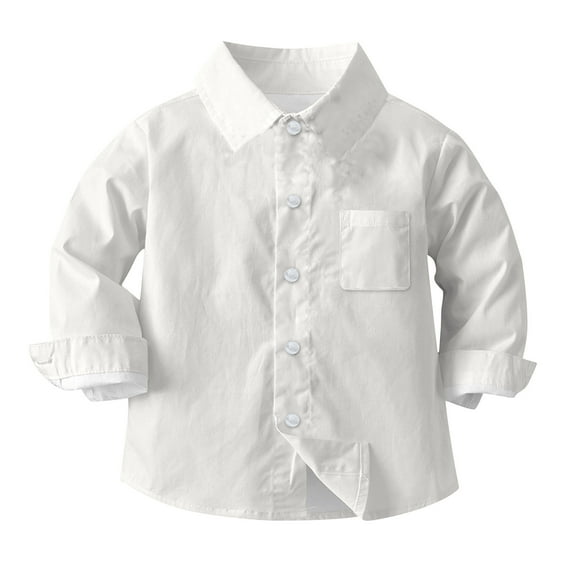 Winter 2025! TAGOLD Kids Long Sleeve Tops,Boys Winter Shirt,Toddler Kids Kids Boys Girl Fashion Cute Solid Color Pocket Print Long Sleeves Casual School Uniform Top Shirt