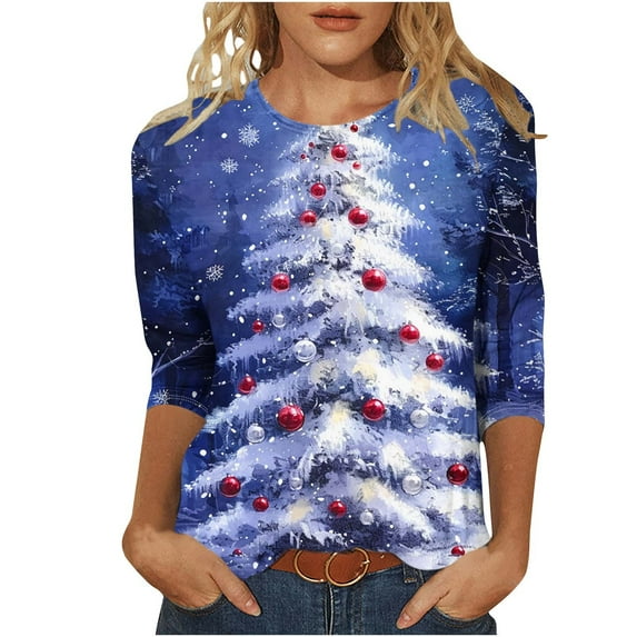 Winter 2025! TAGOLD Plus Size Tops for Womens,Womens 3/4 Sleeve Blouses,Women's Fashion Tees Casual Crewneck 3/4 Sleeve Loose T Shirt Ladies Tops Blouses Shirts
