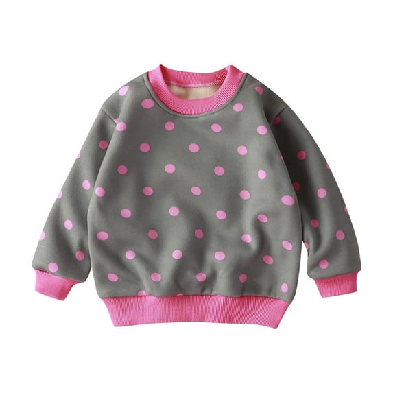 AKAFMK Sweatshirt for Girls,3-16 Years Boy's and Girl's Fashion Plus Velvet Thick Warm T-shirt Sweatshirt Long Sleeved Round Neck Top