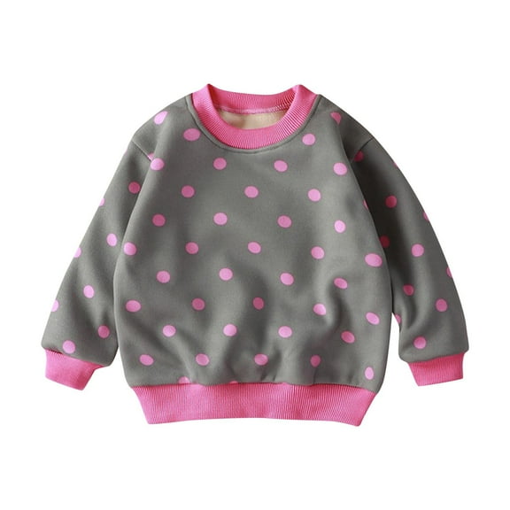 AKAFMK Sweatshirt for Girls,3-16 Years Boy's and Girl's Fashion Plus Velvet Thick Warm T-shirt Sweatshirt Long Sleeved Round Neck Top
