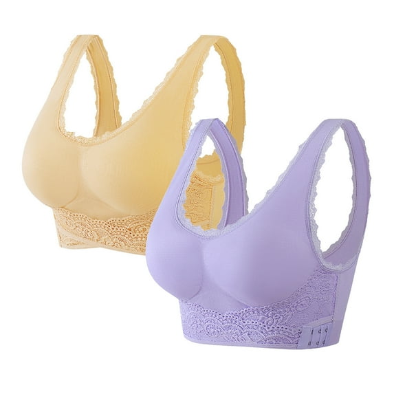 Winter Savings Clearance under 5.00! Lindreshi Womens Bras 2 Pack No Wire Clearance 2PC Ladies Traceless Comfortable No Steel Ring Vest Breathable Gathering Bra Woman Underwear