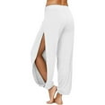 thumbnail image 1 of Summer Savings Clearance! AKAFMK Women's Solid Side-split Activewear Jogger Track Cuff Sweatpants White, 1 of 5