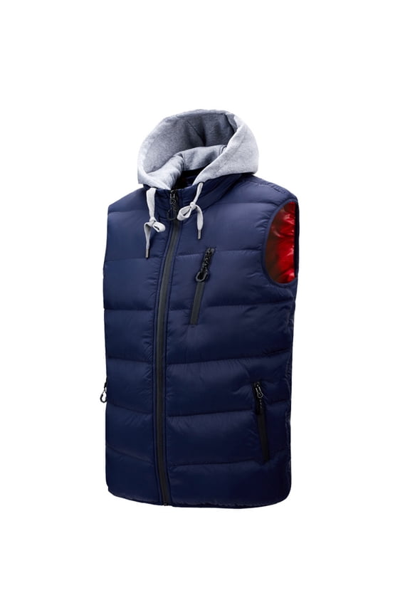 Winter Aofany Fall Winter Down Vest For Men Fashion Solid Color Hooded Windproof Coat Down Cotton Waistcoat Warm Vest Outerwear With Zipper Pockets