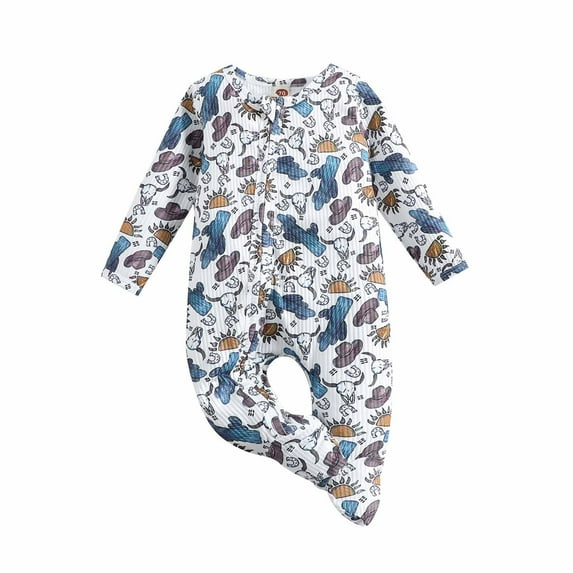 Winter Savings Clearance! Dezsed 100% Cotton Newborn Baby Clothes Printed Jumpsuit Rompers With Zipper Infant Boys Girls Spring Autumn Bottoming Shirt Jumpsuits Footed
