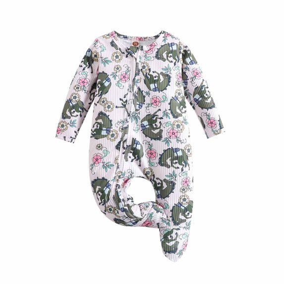 Winter Savings Clearance! Dezsed 100% Cotton Newborn Baby Clothes Printed Jumpsuit Rompers With Zipper Infant Boys Girls Spring Autumn Bottoming Shirt Jumpsuits Footed