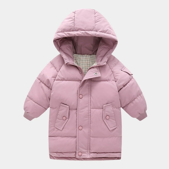 Dezsed 2-9Years Children's Winter Down Jackets Fashion Boys Girls Cotton-Padded Hooded Parkas Kids Outerwear Long Coats with Zipper Teenage Overcoats