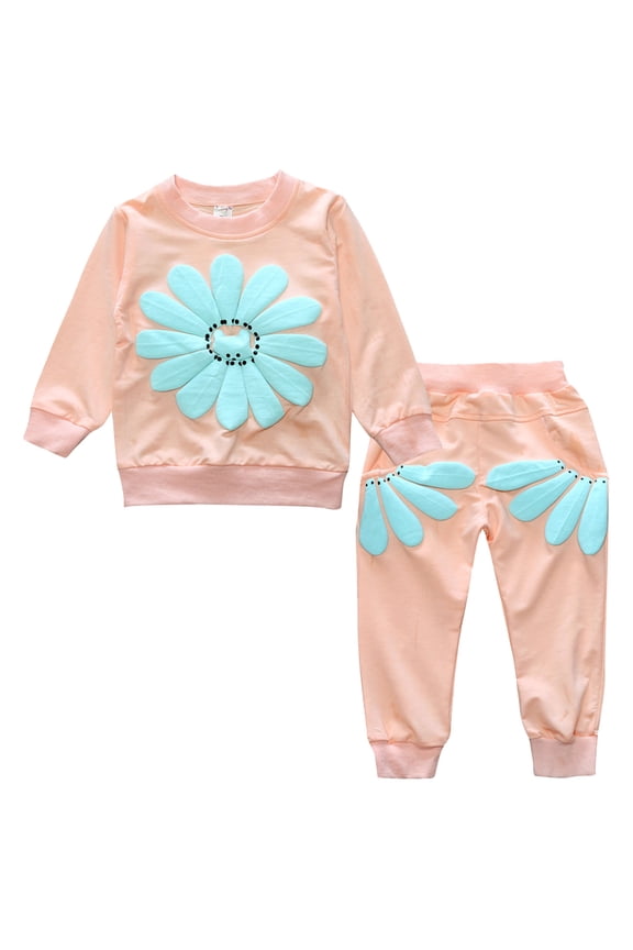 Dezsed Autumn Winter Kids Clothes Girls Daisy Print Pullover Long Sleeve Tops+Petal Pants Set Outfits Fashion Sport Suit 1-4T Girl Boutique Outfit