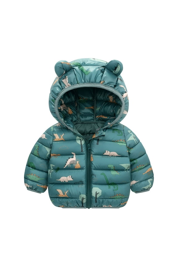 Dezsed Toddler Coat Kids Baby Boys Girls Winter Jackets Fashion Cute Cartoon Dinosaur Windproof Padded Clothes Jacket with Hooded Outwear 12Months-5Years