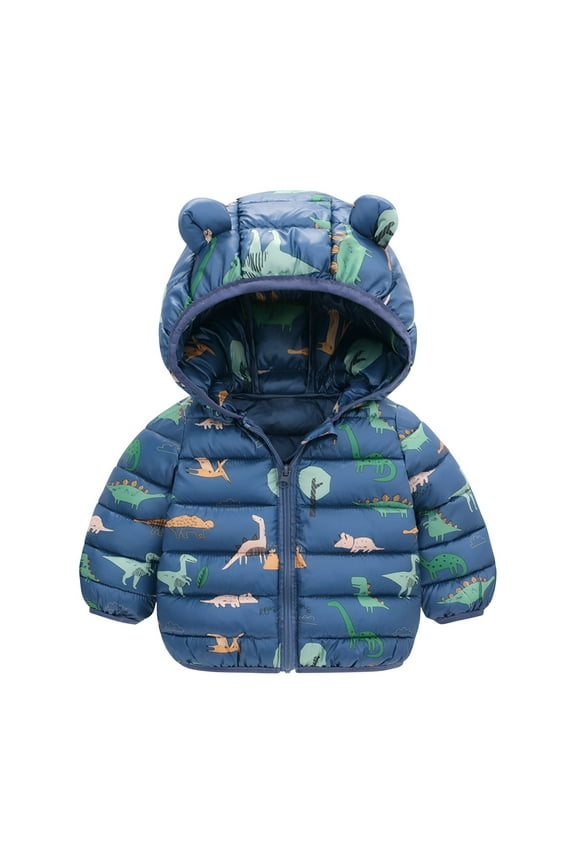 Dezsed Toddler Coat Kids Baby Boys Girls Winter Jackets Fashion Cute Cartoon Dinosaur Windproof Padded Clothes Jacket with Hooded Outwear 12Months-5Years