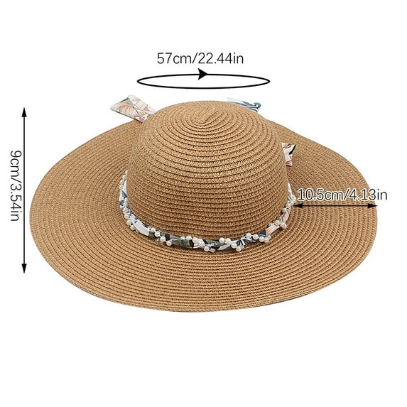 EINCcm Sun Hats Beach Hat for Women, Summer Casual Wide Brim Knitting Straw Hat UV Hat Windproof Foldable Solid Color