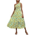 thumbnail image 1 of Winter Savings Clearance! EINCcm Women's Dresses, Casual Summer Maxi Dress One Shoulder Floral Belted Flowy Bodycon Slim Boho Dress Dresses Sundress Spring Summer Dresses for Women, 1 of 4